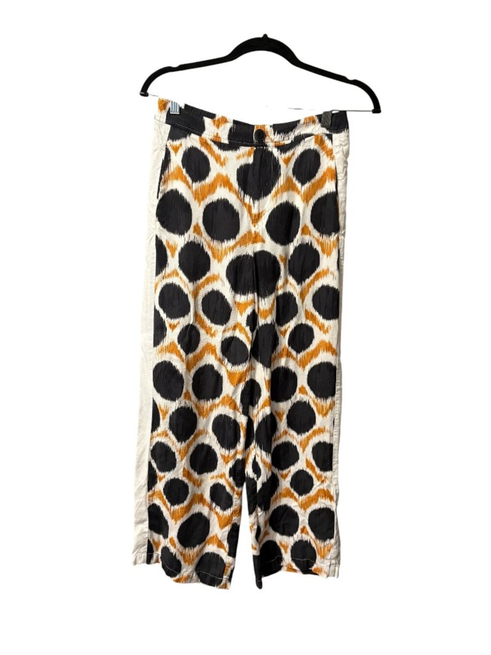 Maeve White Wide-Leg Pants with Black and Gold Circle Print - Picture 3 of 6